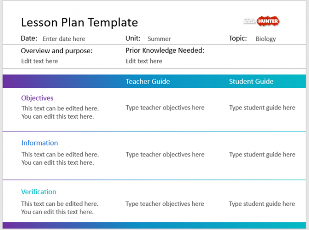 modello powerpoint - semplice piano di lezione