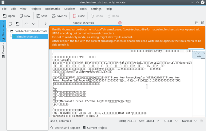 formati di file editor di testo xls