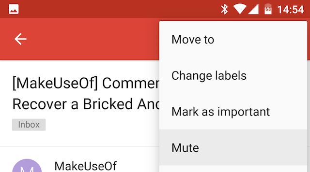 Conversazioni mute di Android Gmail