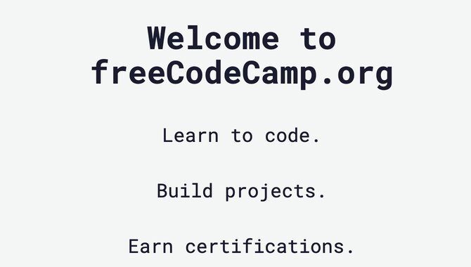 Pagina principale di FreeCodeCamp