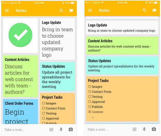 Come utilizzare Google Keep per una semplice gestione dei progetti GoogleKeepMainPageMobile iphone