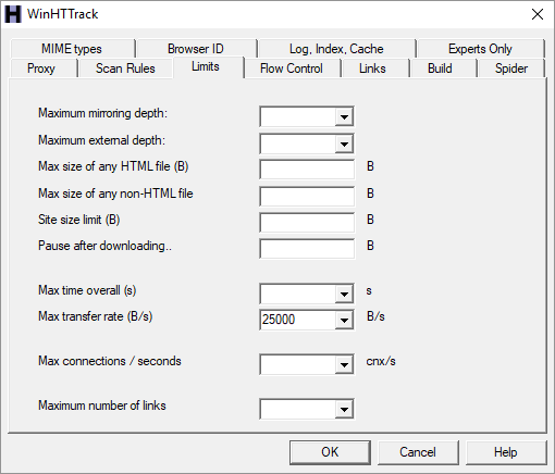 Salvataggio e backup di siti Web per la lettura offline con HTTrack HTTrack 03