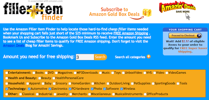 Siti e strumenti di Amazon - Filler Item Finder