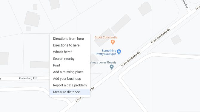 google maps misura il menu della distanza