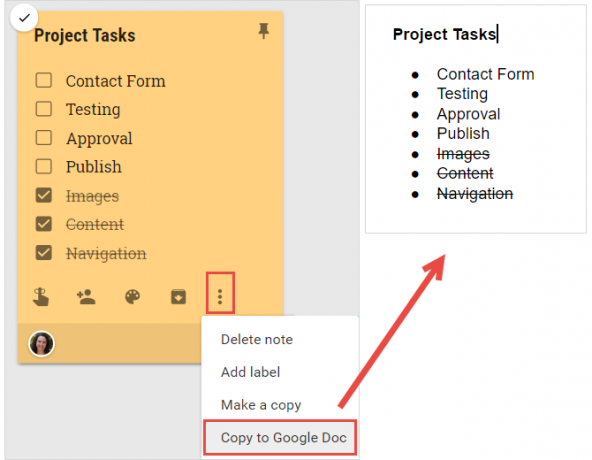 Come utilizzare Google Keep per la gestione di progetti semplici GoogleKeepCopyToDocs web