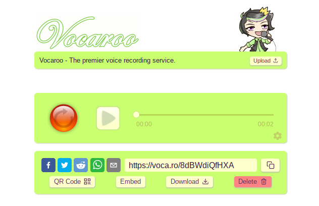 registrazione audio del Chromebook vocaroo