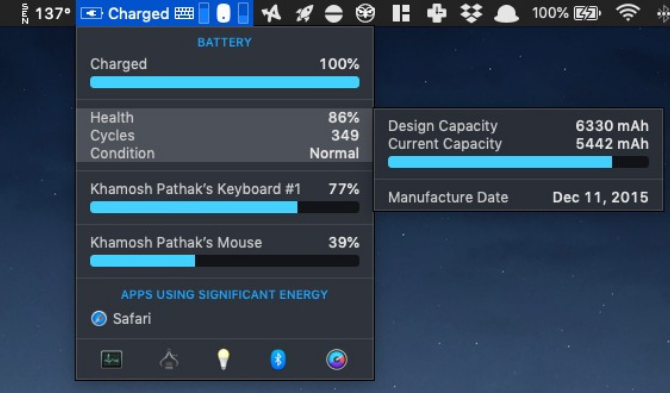 istat menu mac app di risparmio batteria