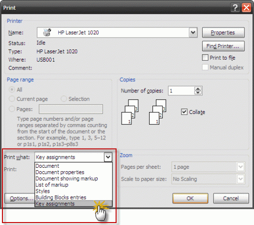 Imposta tasti di scelta rapida personalizzati in MS Word ed esegui una stampa cheat sheet