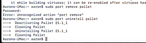 intro macports pallet disinstallazione