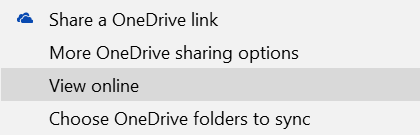 Opzioni online di OneDrive Office