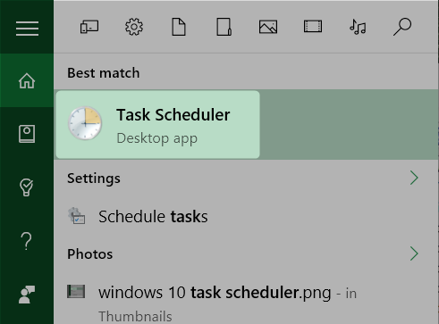 cercare l'utilità di pianificazione di Windows 10