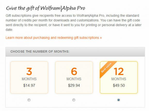 Wolfram Alpha Abbonamento regalo
