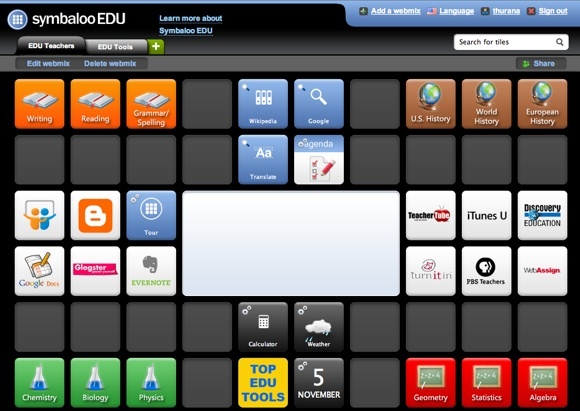 Crea il tuo ambiente di apprendimento virtuale usando la pagina principale di SymbalooEDU 01b Symbaloo