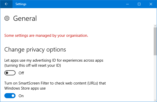 impostazioni di privacy di Windows 10