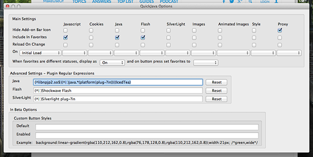 provare QuickJava-settings