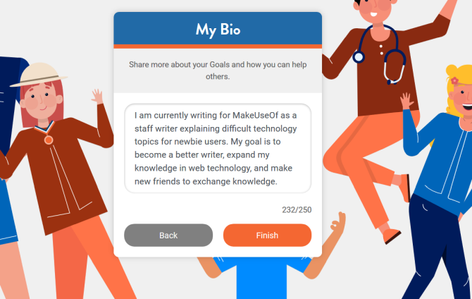 scrivi la tua biografia in Shapr