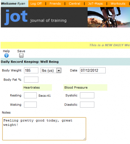 Pianifica e monitora il successo dell'allenamento con Journal of Training jot12