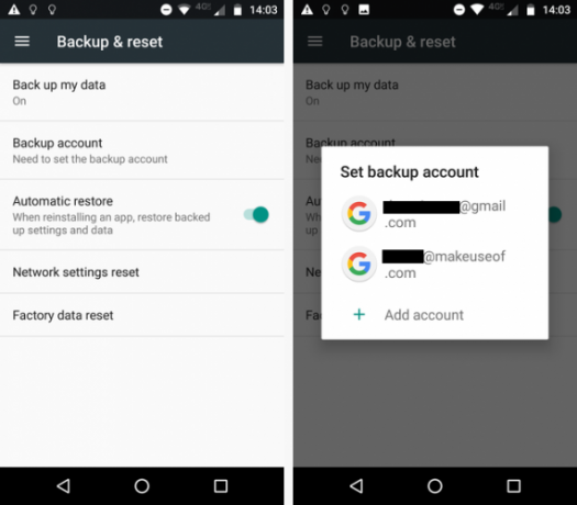 account di backup Android