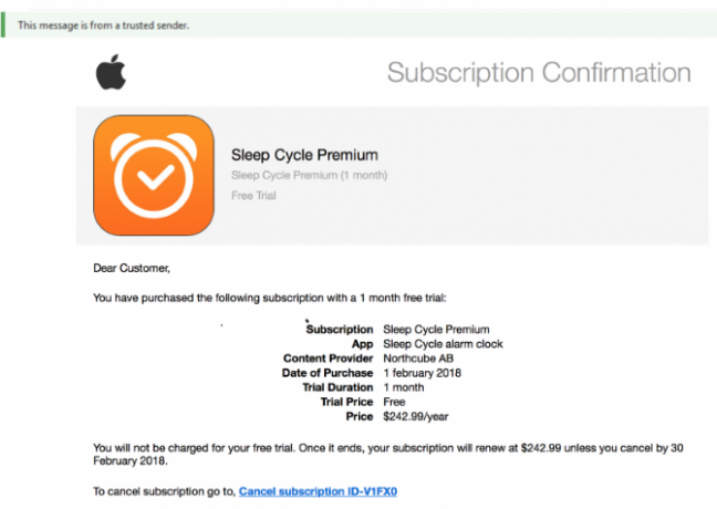 Email ricevuta di phishing sull'App Store