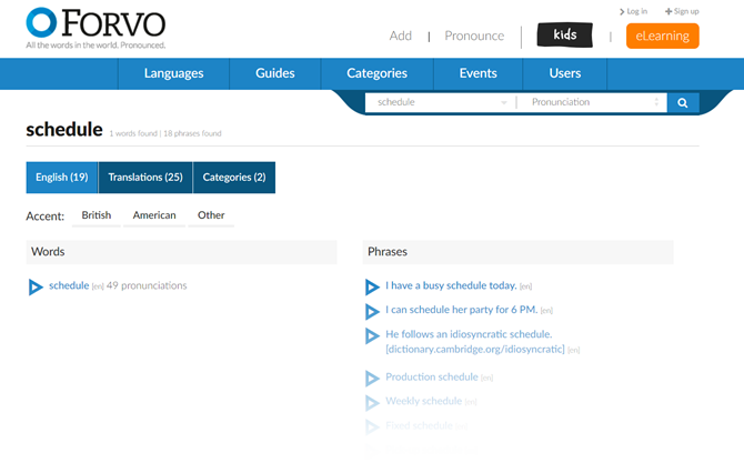 Forvo è una guida alla pronuncia online
