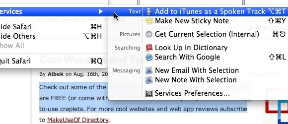 Come essere più produttivi su Mac con l'aiuto dei servizi 02e Esempio Aggiungi a iTunes 1