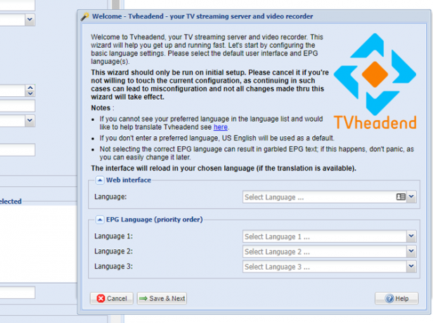 Tvheadend Web Initial Setup