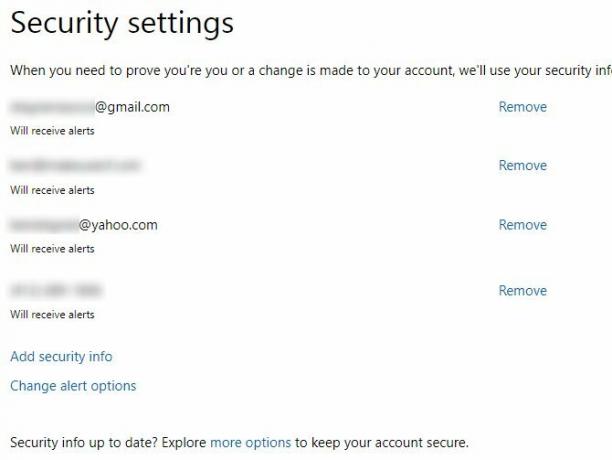 impostazioni di sicurezza dell'account microsoft