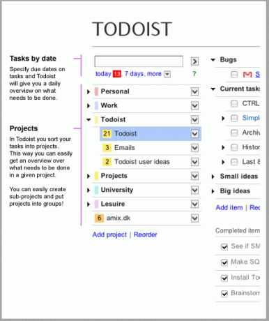 screenshot di todoist