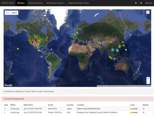 RSOE EDIS Disaster Map