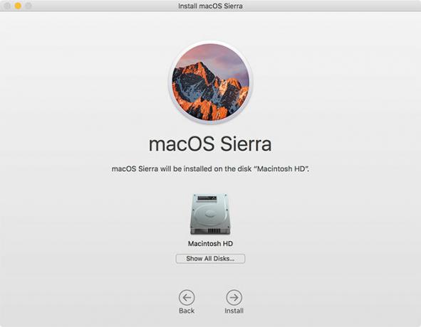 Richiesta di installazione di MacOS Sierra