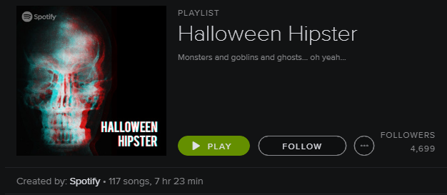 Playlist Spotify - Halloween Hipster