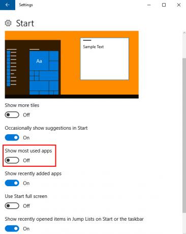 Come rimuovere "App più utilizzate" dal menu Start di Windows 10 MostUsed2