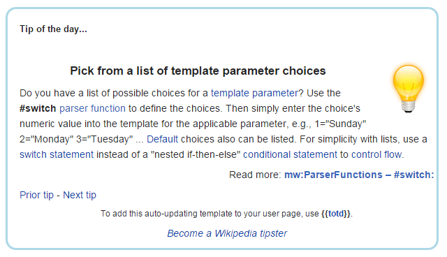 Suggerimento del giorno di Wikipedia