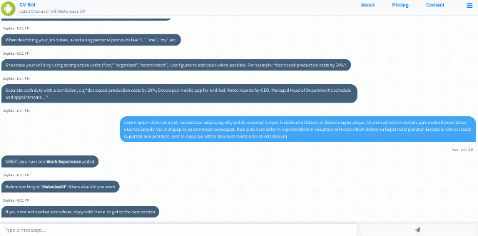 Chatta con CV Bot per creare il tuo CV