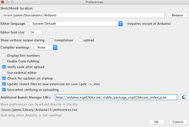 URL del board manager arduino