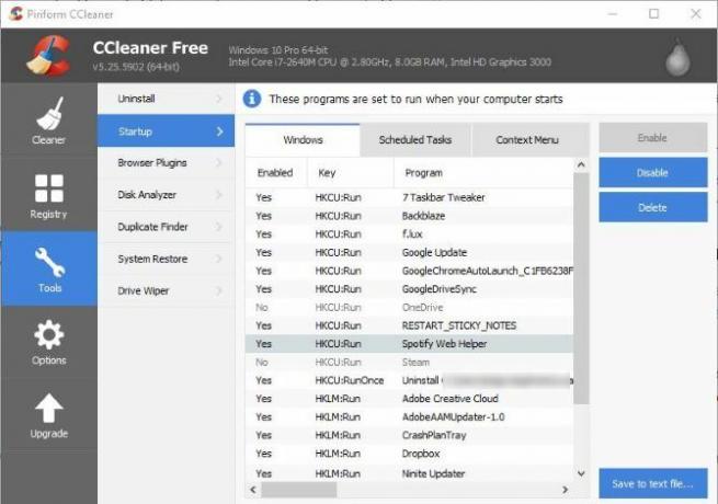 6 Consigli e suggerimenti per CCleaner per pulire efficacemente il computer 02 CCleaner Disabilita gli elementi di avvio