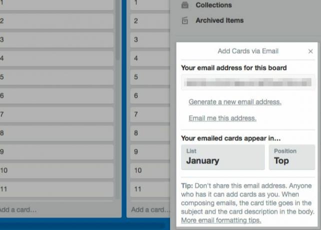 come usare il trello: crea una carta via e-mail