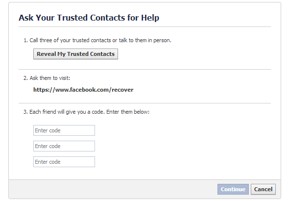 contatti fidati di facebook