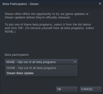 Unisciti alla beta di Steam