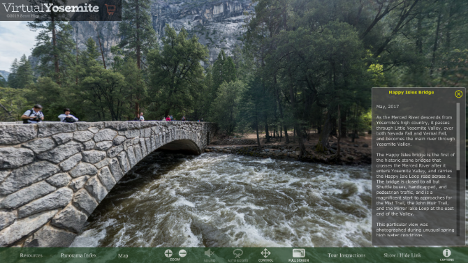 Virtual Yosemite offre riprese panoramiche a 360 gradi e audio dei principali hotspot nel parco nazionale