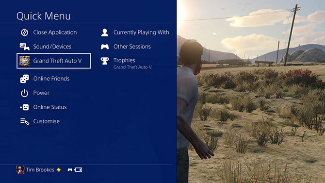 Menu rapido PlayStation 4