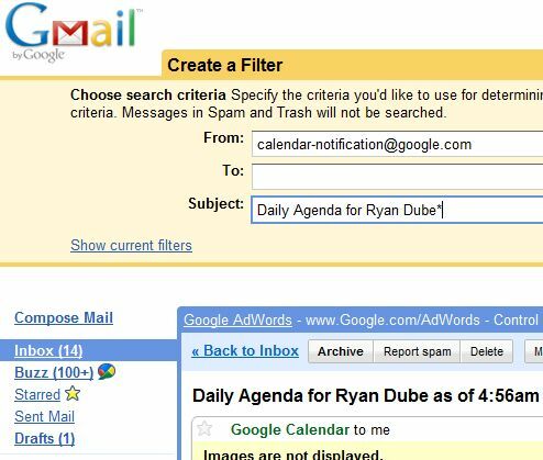 Libera il tuo tempo con Google Calendar, Blog e aggiornamenti di stato gmailfilter5