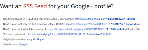 google plus feed rss