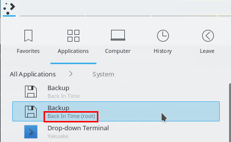 ottimizza il backintime del backup come root