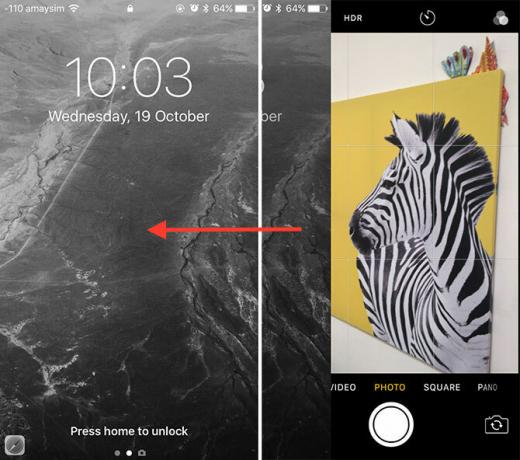 Schermata di blocco fotocamera iOS 10