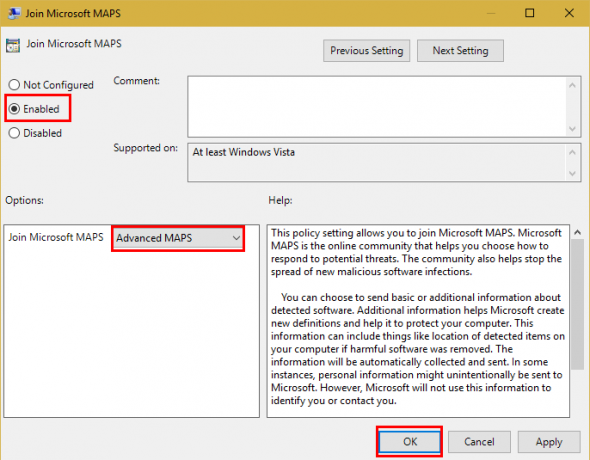 Rendi Windows Defender più efficace lanciando un'impostazione Microsoft MAPS GPEdit