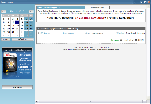 Keylogger gratuito a schermo intero