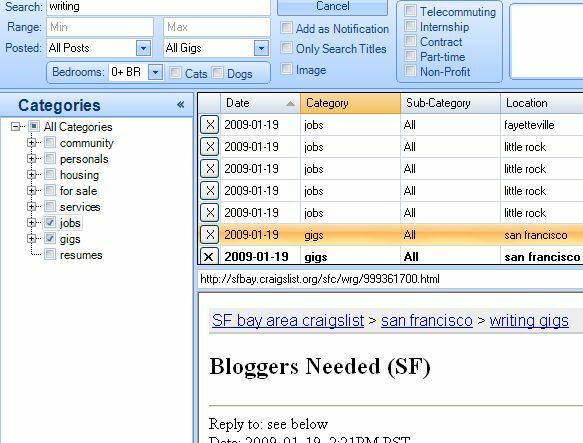 Cerca Craigslist con CraigsList Reader (Windows) craigslist41