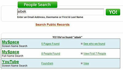 Fantastici strumenti "Identity Search" per la demo yoname di Social Web