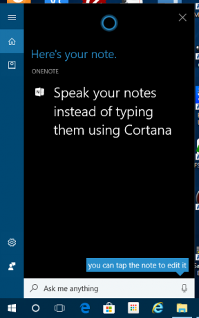 Usa Cortana per creare una nuova nota